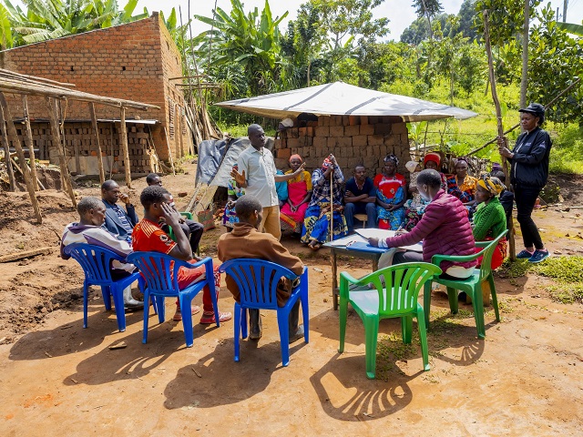 Community meeting taking place outdoors